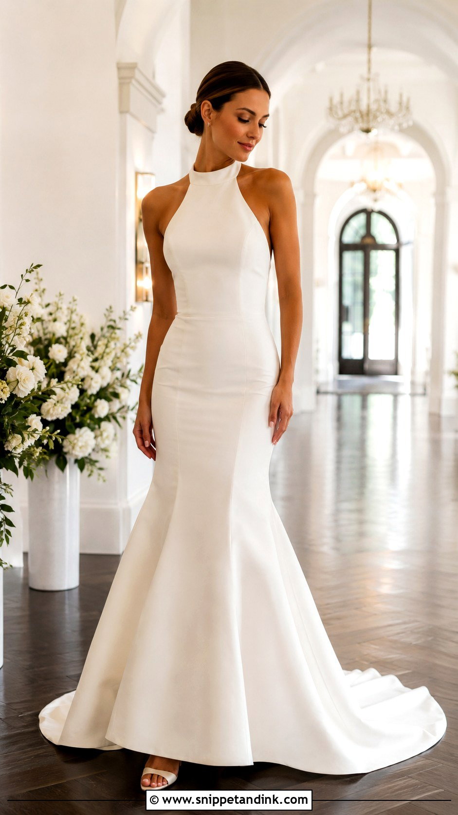 Halter Wedding Dress With Fit And Flare Skirt - Snippet and Ink - 25 Hourglass Wedding Dress Ideas
