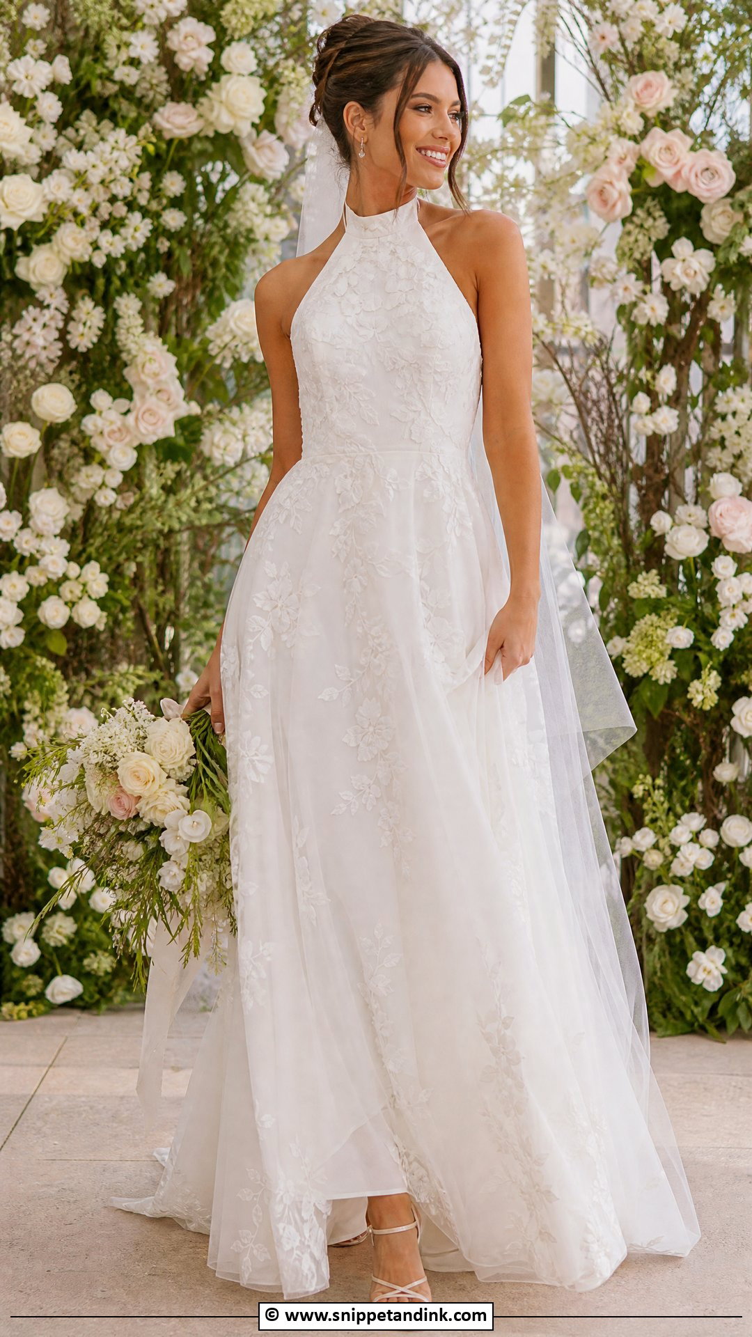 Halter Wedding Dress With Floral Applique - Snippet and Ink - 35 Halter Wedding Dress Ideas
