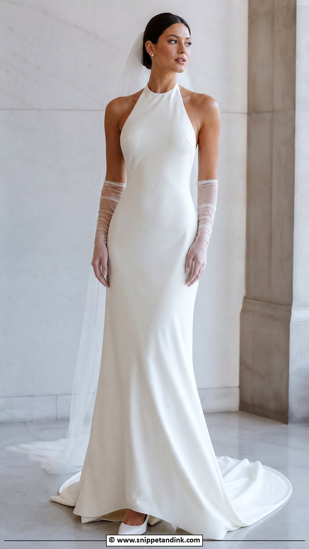 Halter Wedding Dress With Gloves - Snippet and Ink - 35 Halter Wedding Dress Ideas
