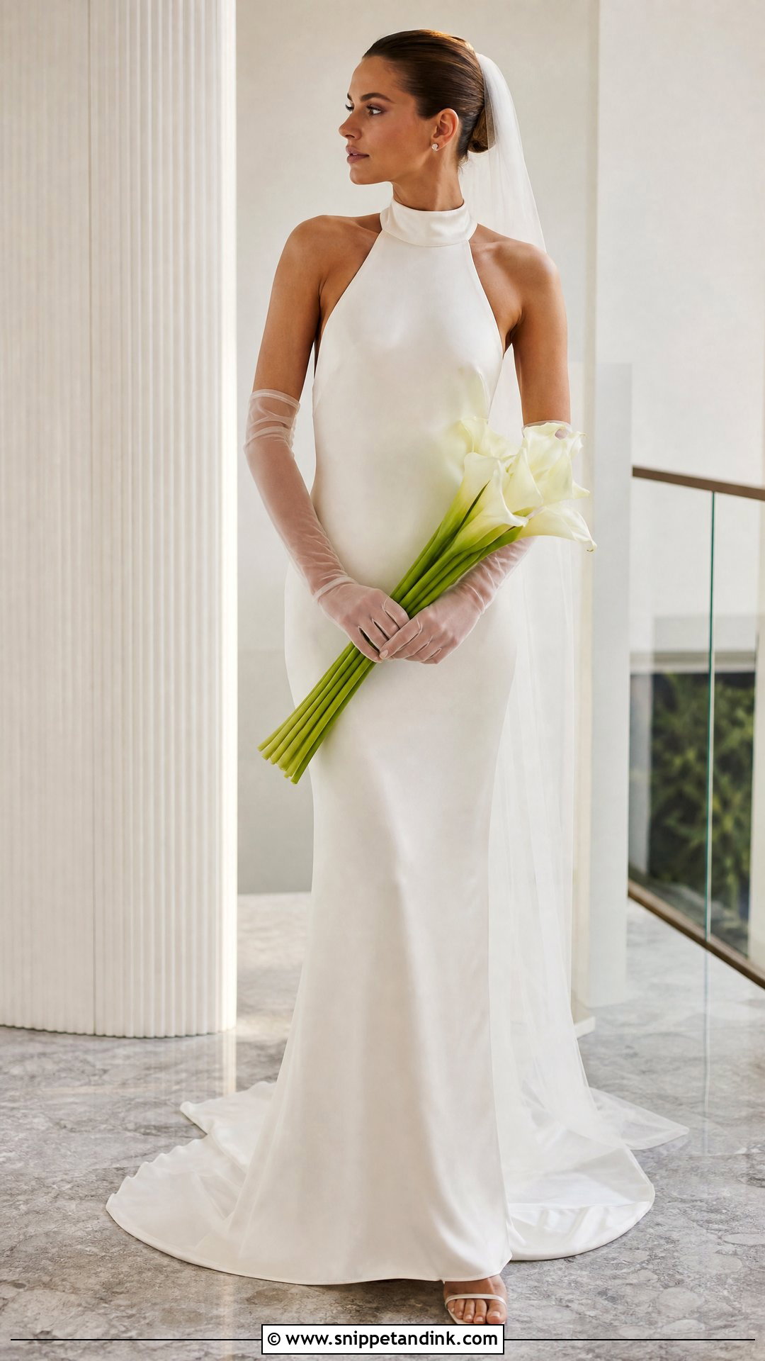 Halter Wedding Dress With Long Sheer Gloves - Snippet and Ink - 20 Wedding Dress with Long Gloves Ideas