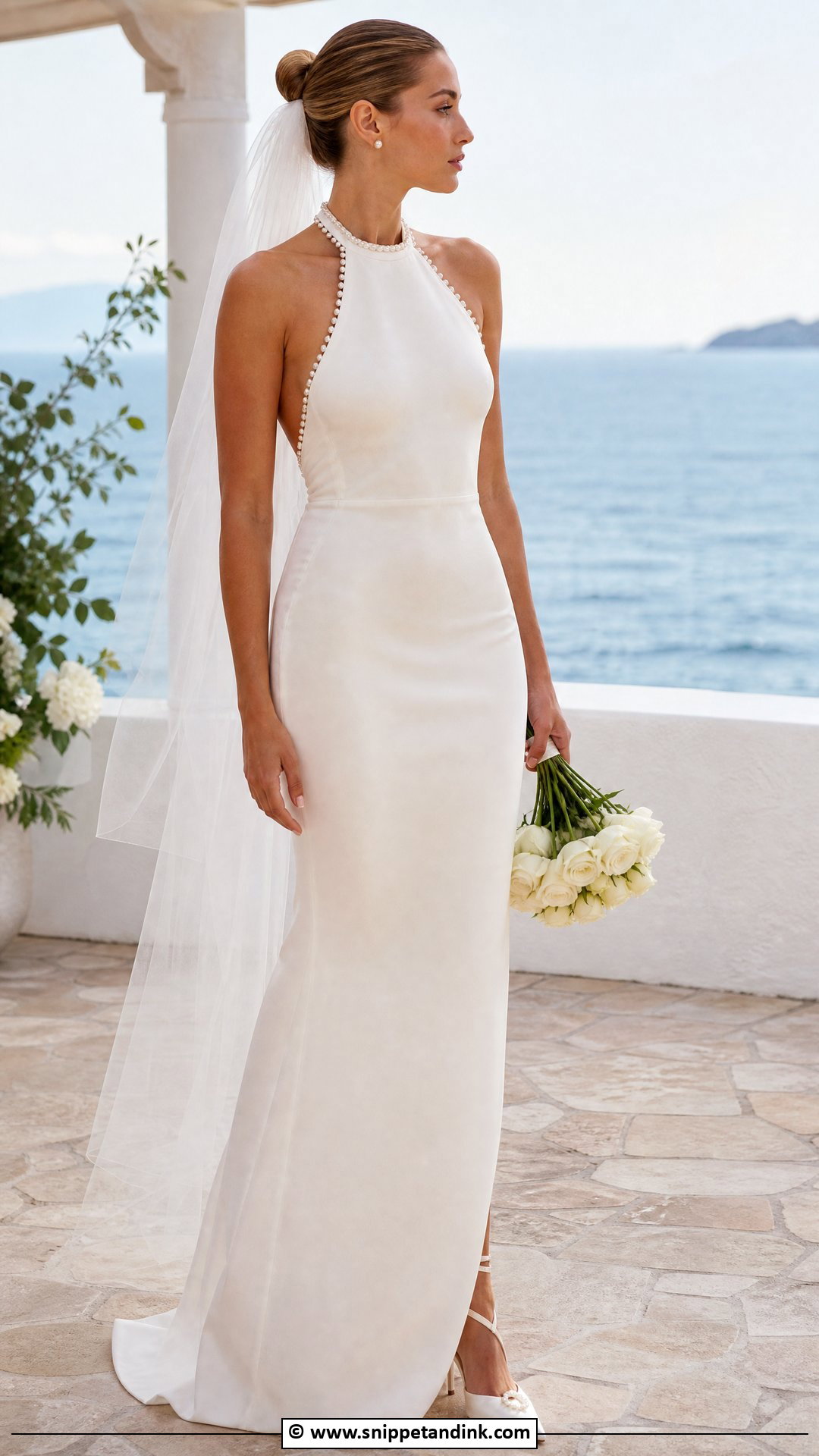Halter Wedding Dress With Pearl Details - Snippet and Ink - 35 Halter Wedding Dress Ideas