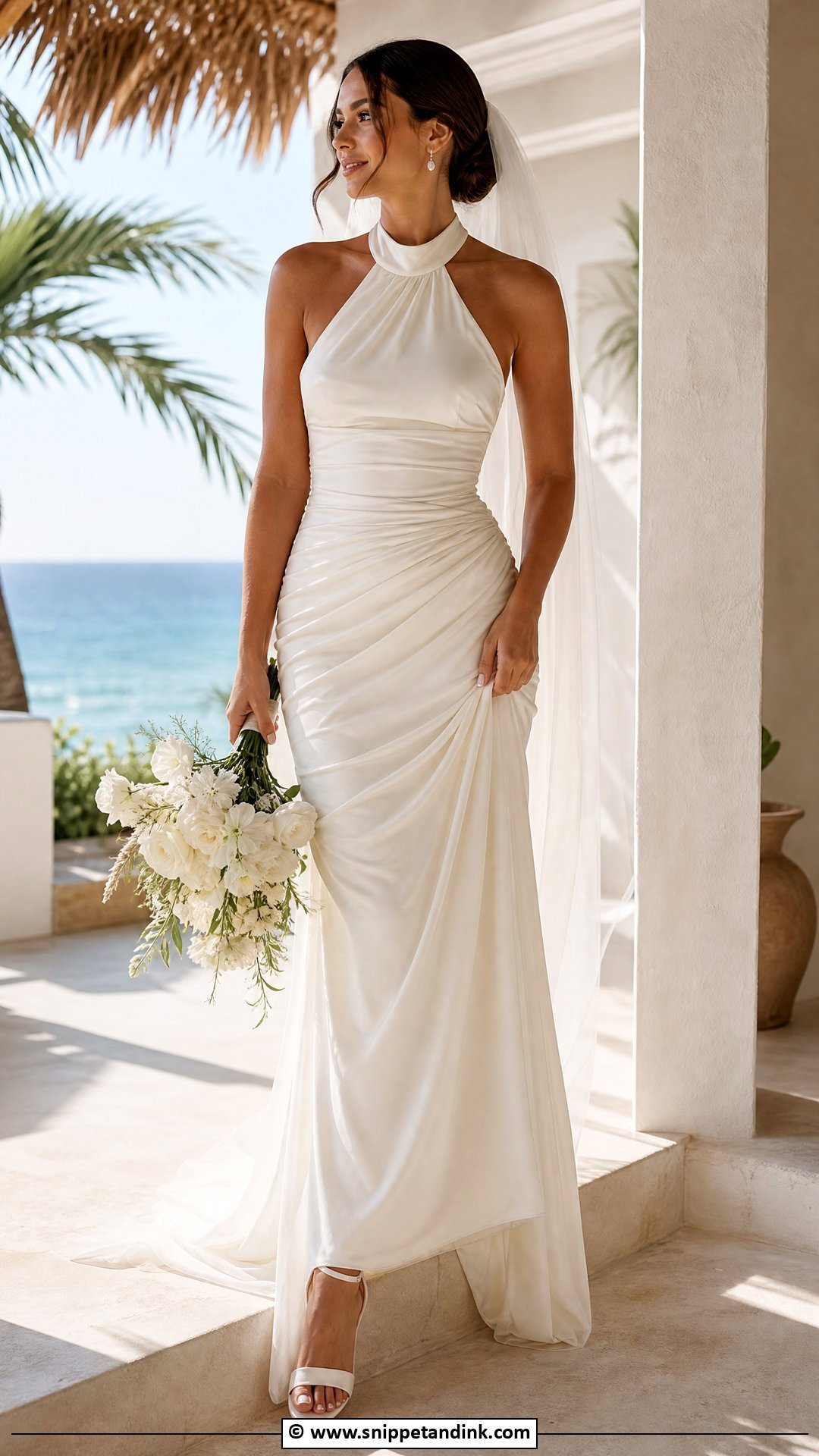 Halter Wedding Dress With Ruching - Snippet and Ink - 35 Halter Wedding Dress Ideas