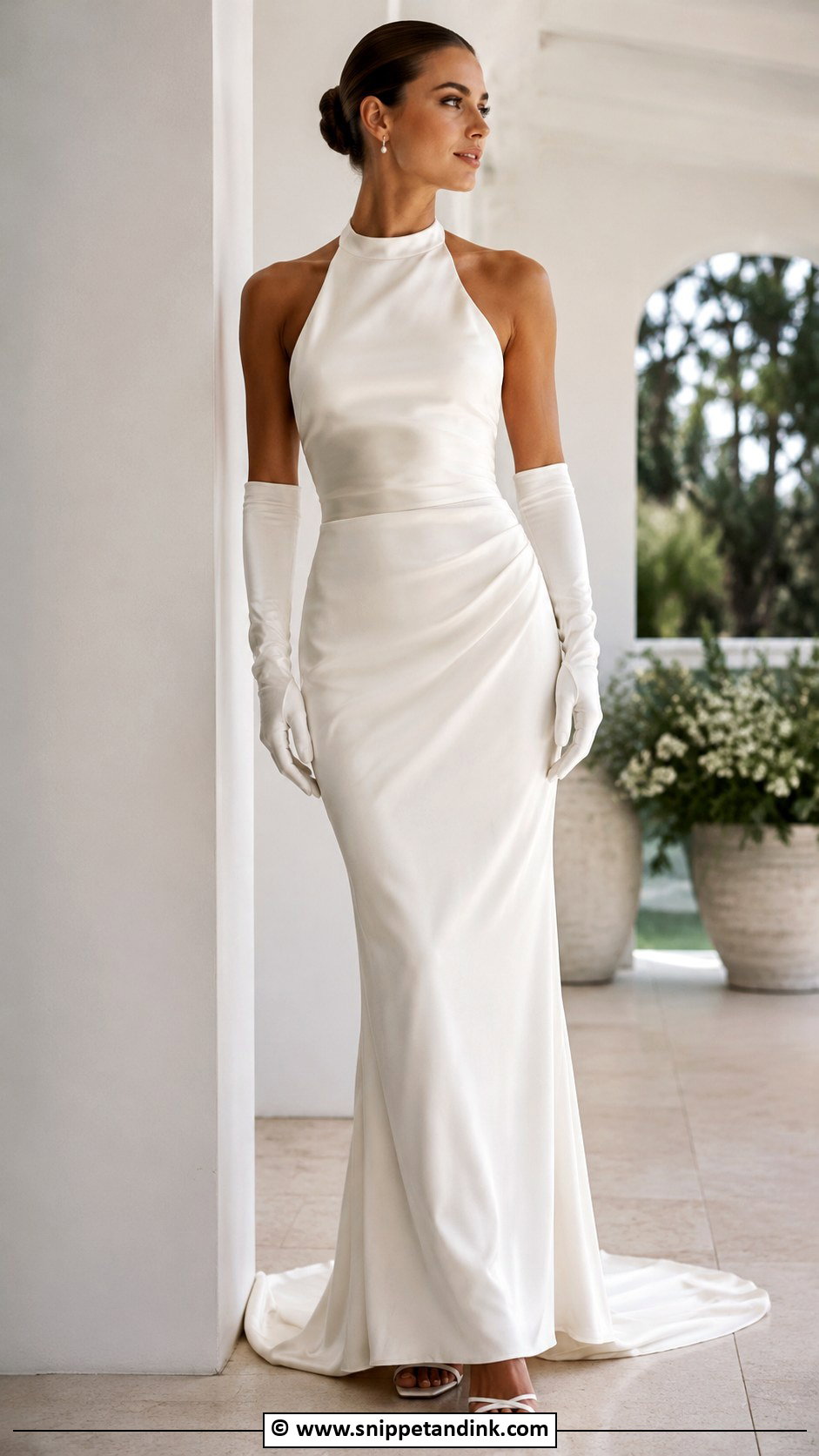Halter Wedding Dress With Short Gloves - Snippet and Ink - 30 Wedding Dress with Gloves Ideas