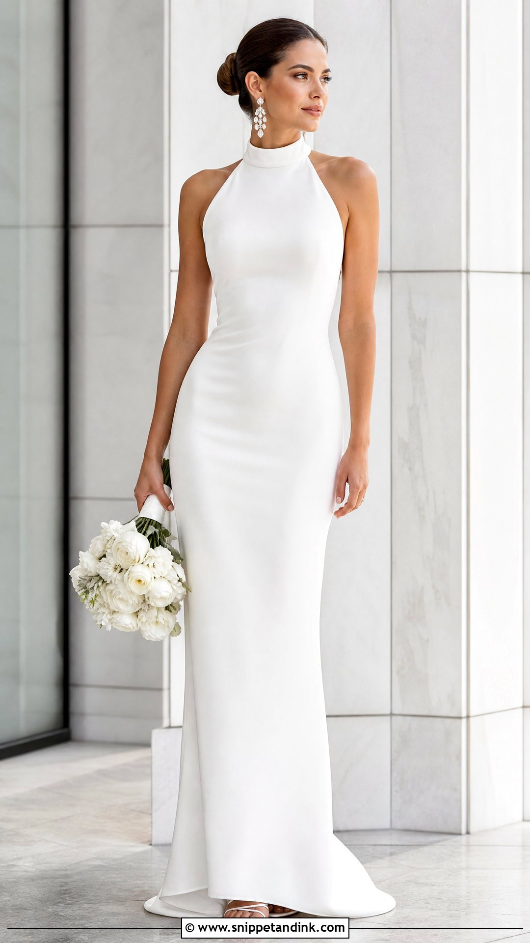 Halter Wedding Dress With Sleek Updo - Snippet and Ink - 25 Different Wedding Dress Styles