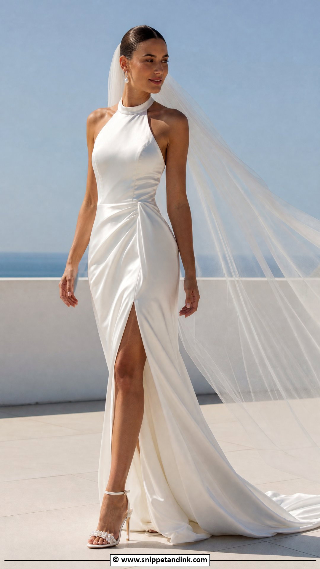 Halter Wedding Dress With Slit - Snippet and Ink - 35 Halter Wedding Dress Ideas
