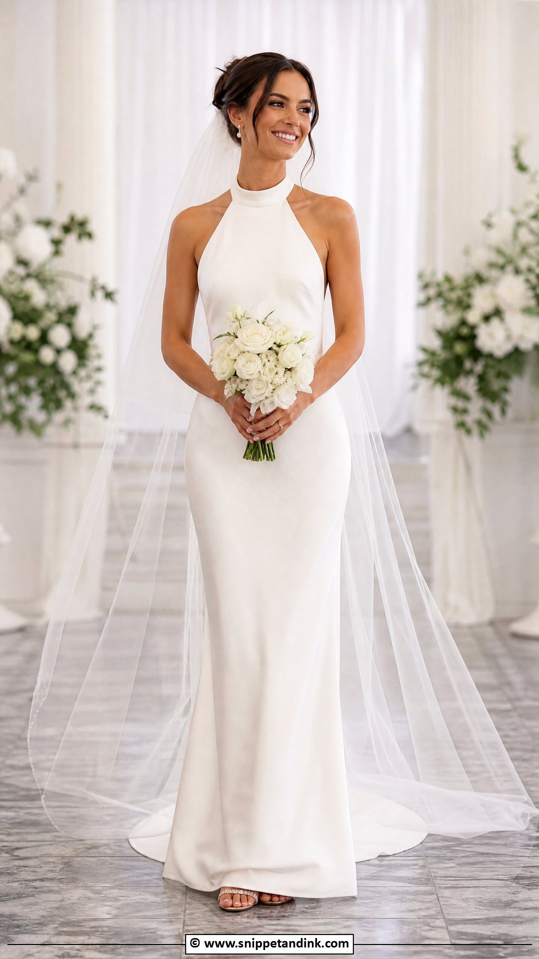 Halter Wedding Dress With Veil - Snippet and Ink - 35 Halter Wedding Dress Ideas