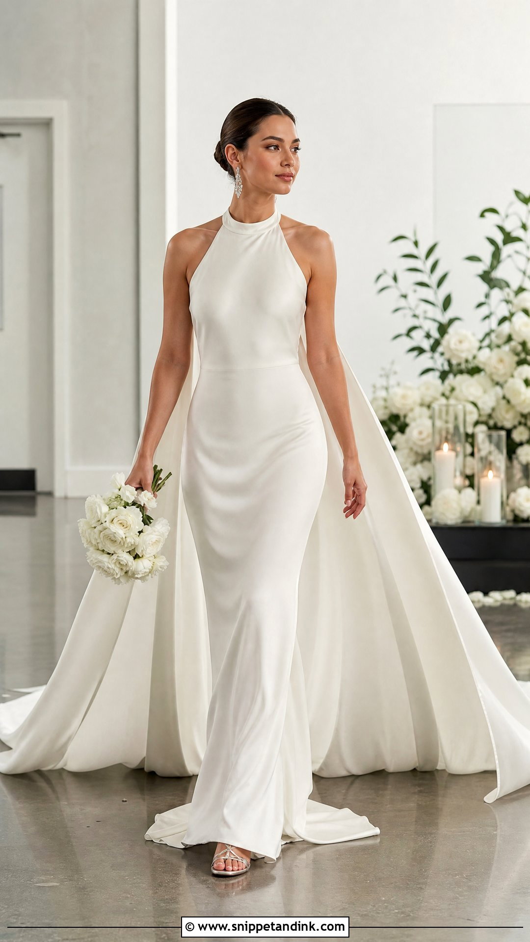 Halter Wedding Dress With Watteau Train - Snippet and Ink - 20 Wedding Dresses with Train