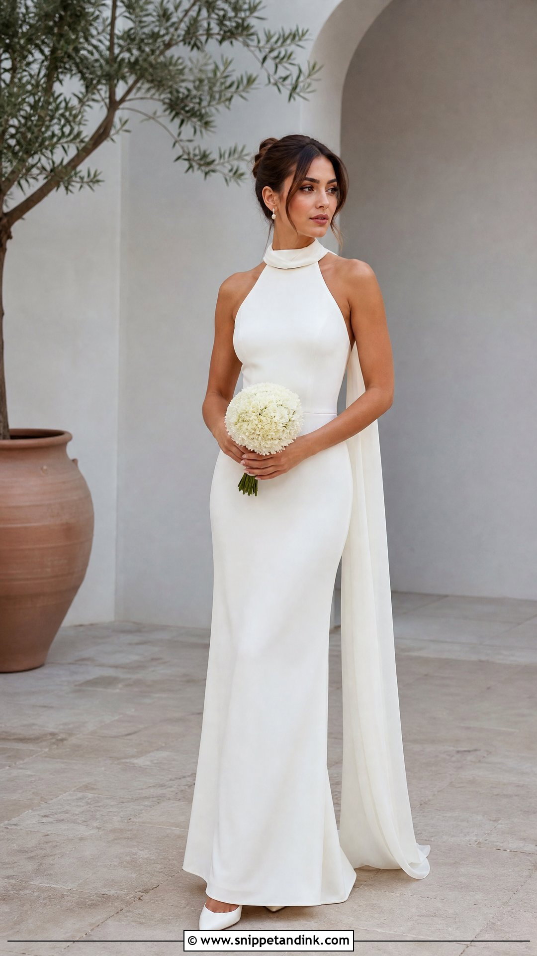 Halter Wedding Gown With Detachable Neck Scarf - Snippet and Ink - 25 Two Way Wedding Gown Ideas