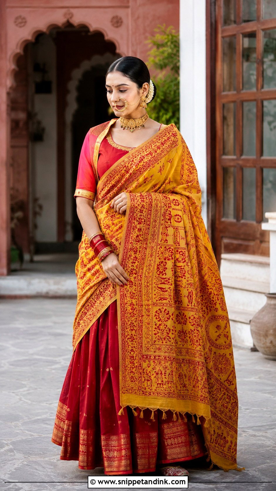 Hand Painted Pichora Kumauni Bride - Snippet and Ink - 20 Kumauni Bride Ideas