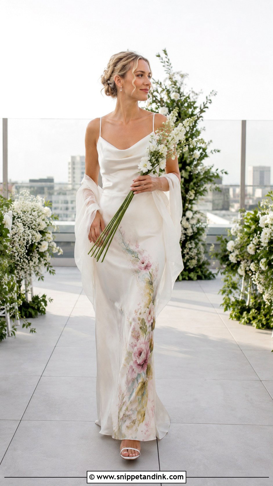 Hand Painted Silk Slip Wedding Dress - Snippet and Ink - 20 Hand Painted Wedding Dress Ideas