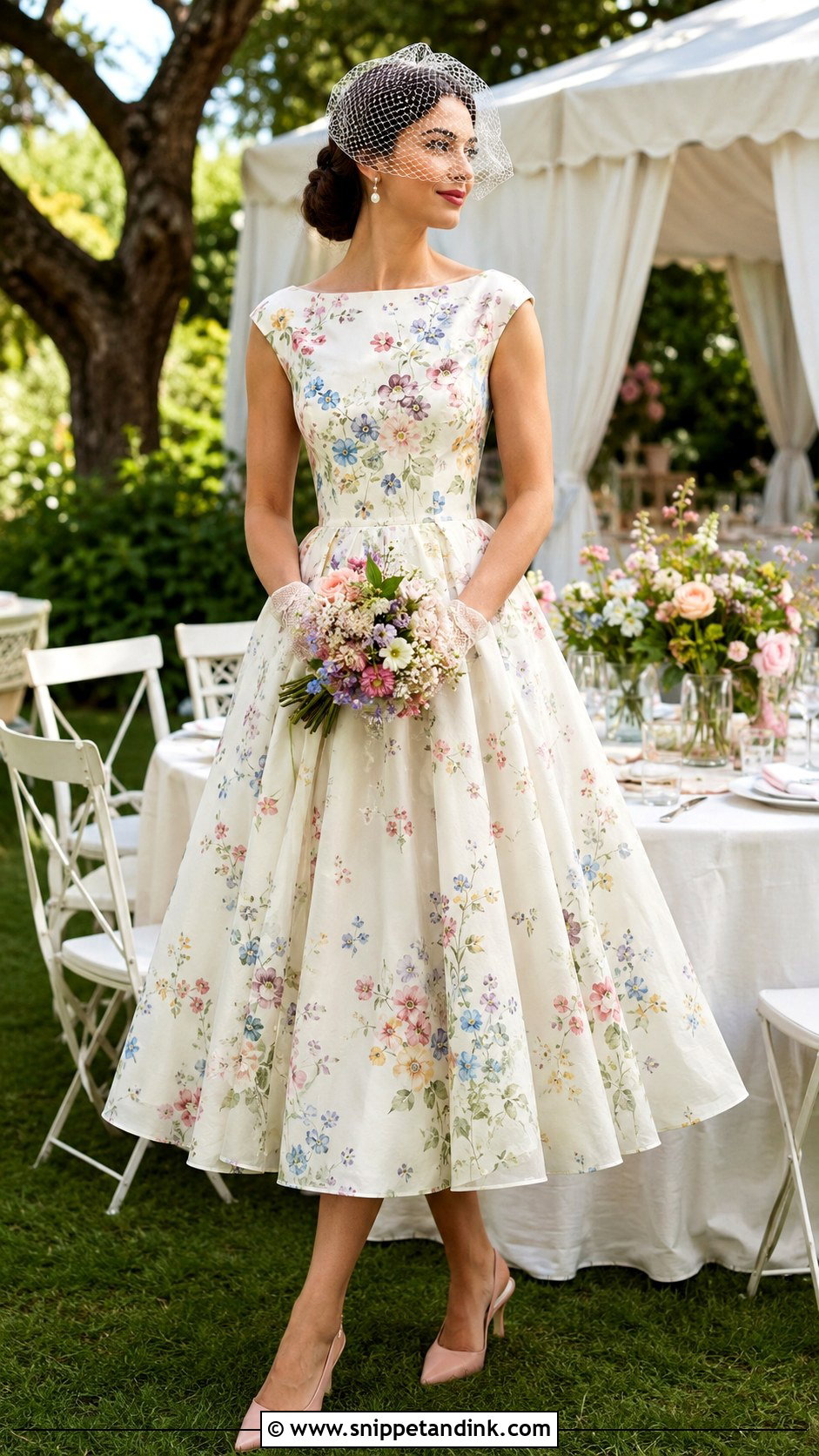 Hand Painted Tea Length Wedding Dress - Snippet and Ink - 20 Hand Painted Wedding Dress Ideas
