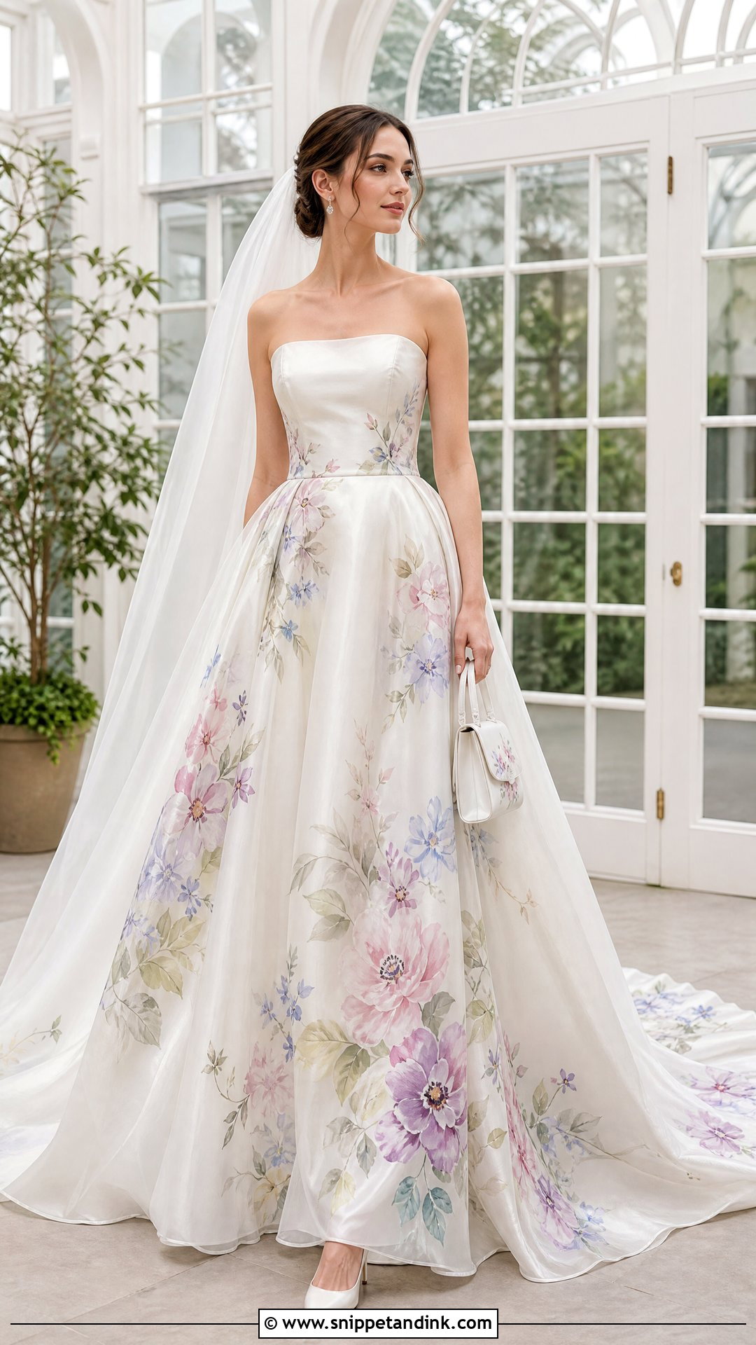 Hand Painted Wedding Dress With Silk Veil - Snippet and Ink - 20 Most Expensive Wedding Dress Ideas