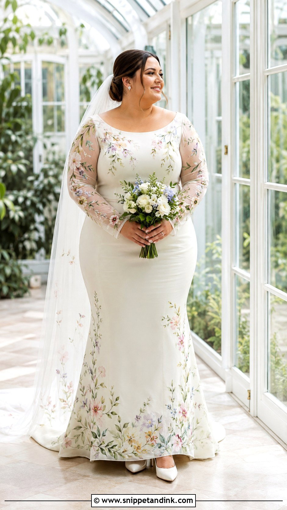 Hand Painted Wedding Dress With Sleeves - Snippet and Ink - 20 Hand Painted Wedding Dress Ideas