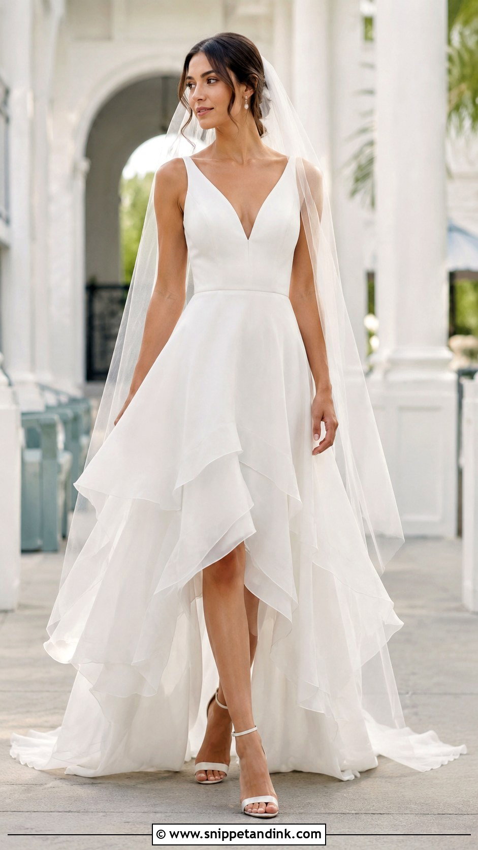 Handkerchief Hem Layered Skirt Wedding Dress - Snippet and Ink - 20 Layered Skirt Wedding Dress Ideas