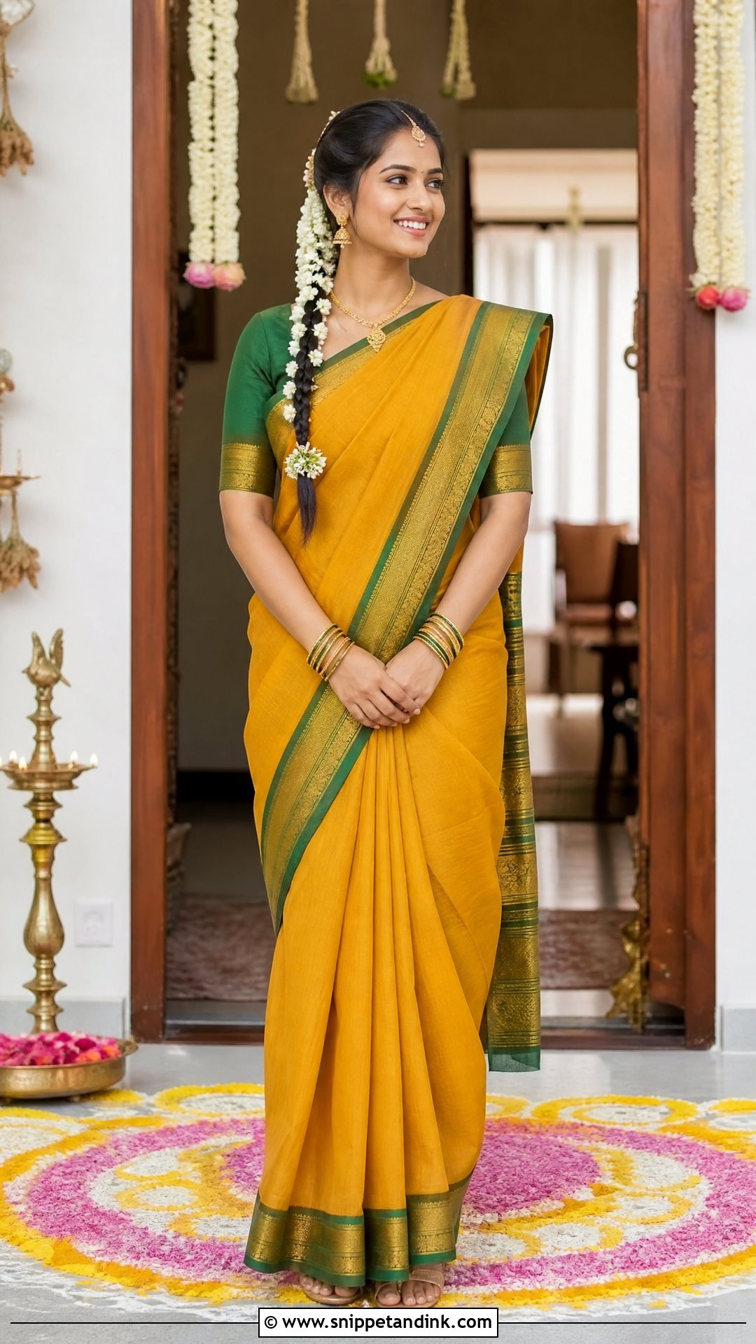 Handloom Cotton Saree Pellikuthuru Look - Snippet and Ink - 20 Pellikuthuru Look Ideas