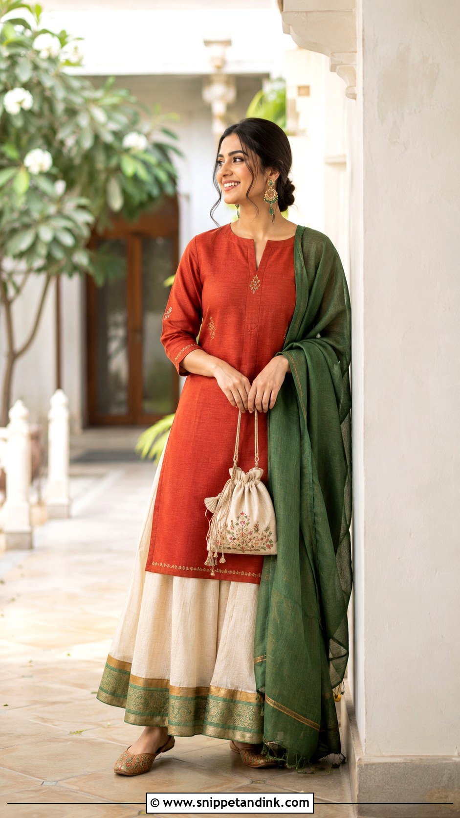 Handloom Kurti With Woven Skirt - Snippet and Ink - 20 Kurti Skirt Indian Weddings Ideas