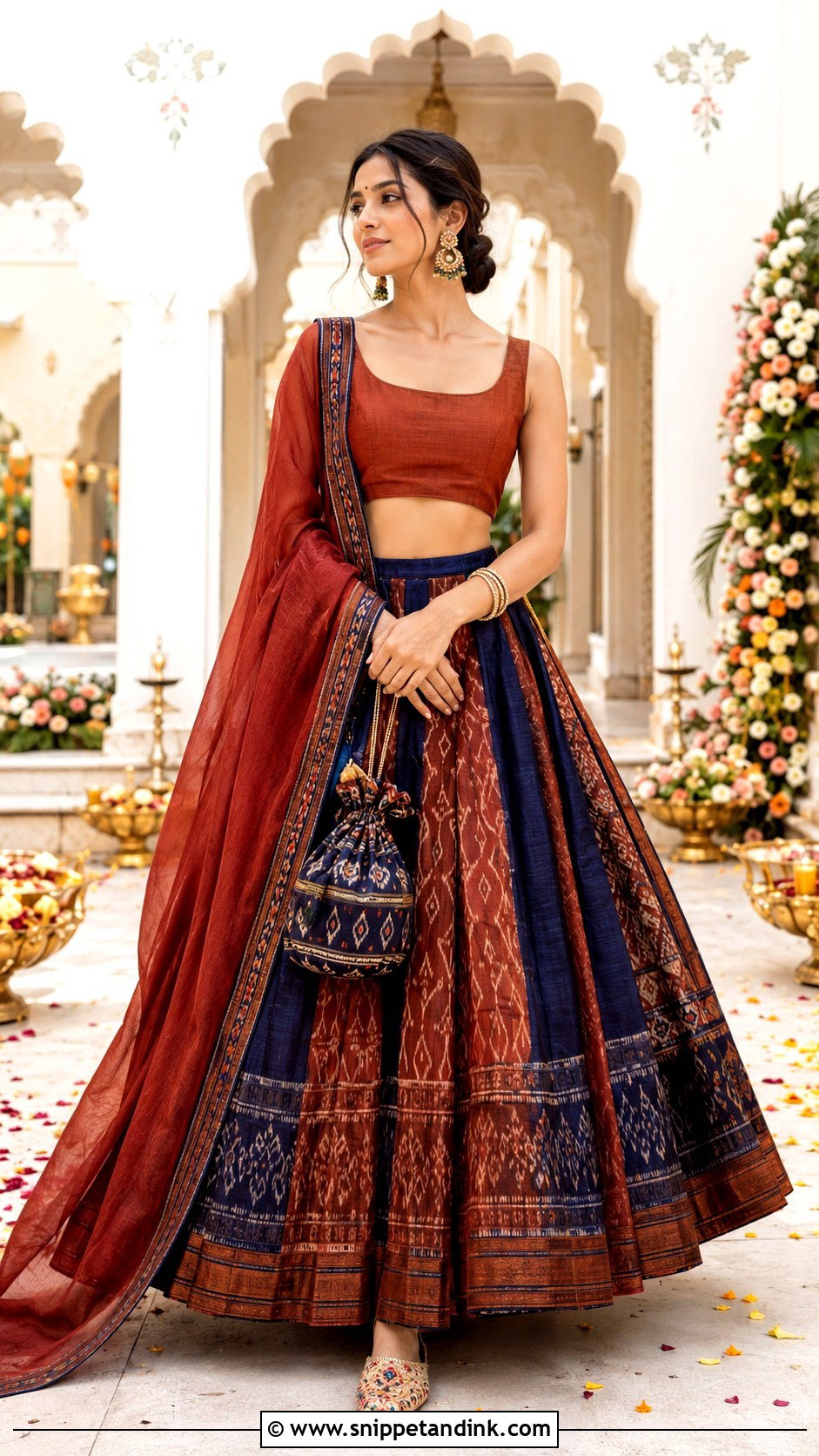 Handloom Lehenga With Silk Blouse - Snippet and Ink - 20 Indian Wedding Ethnic Dresses Ideas