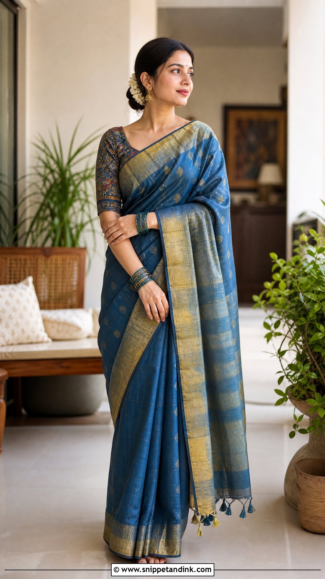 Handloom Saree For Intimate Ceremony - Snippet and Ink - 20 Indian Pre Wedding Outfit Ideas
