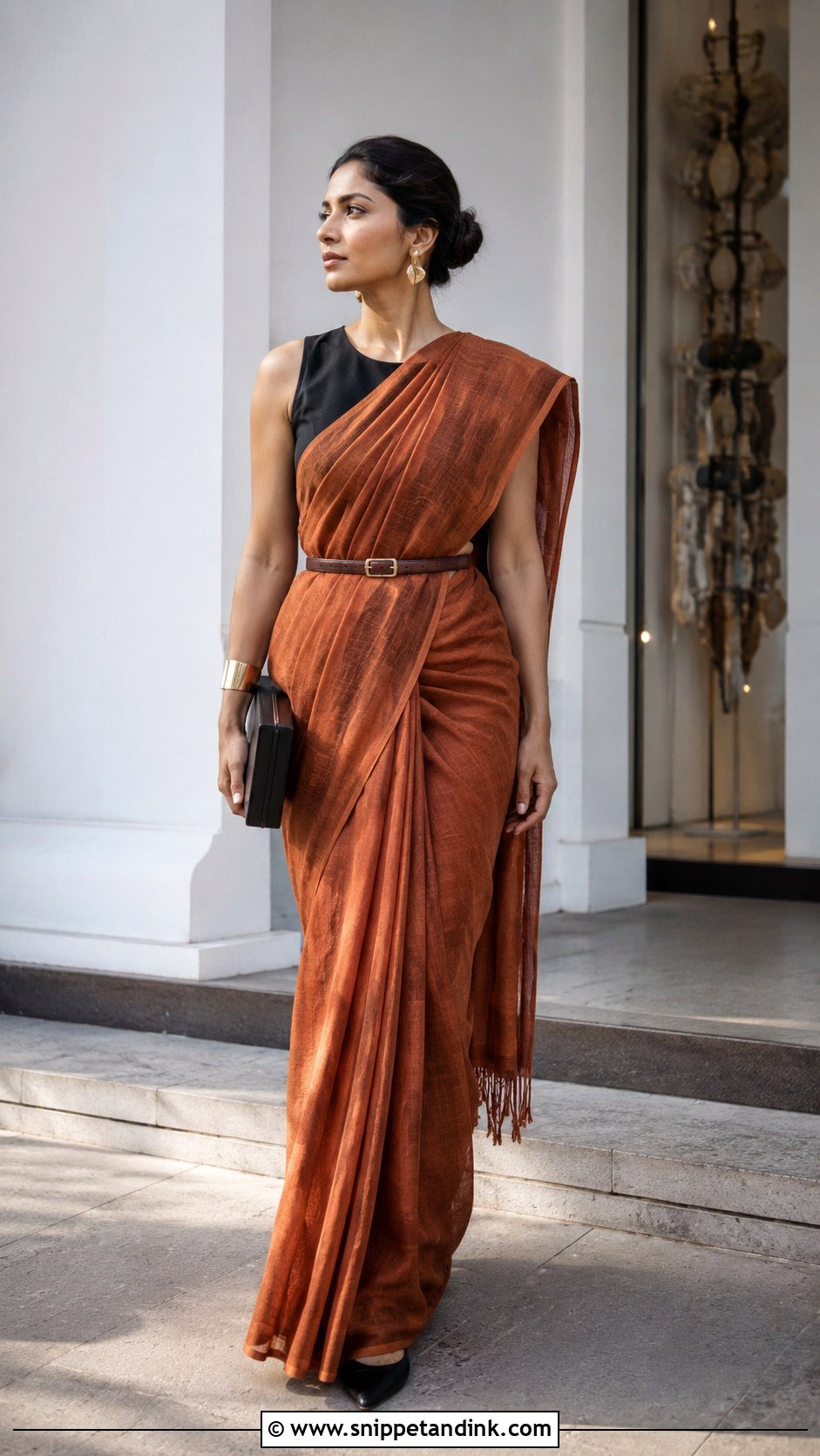 Handloom Saree With Belt - Snippet and Ink - 20 Aesthetic Indian Dress Ideas