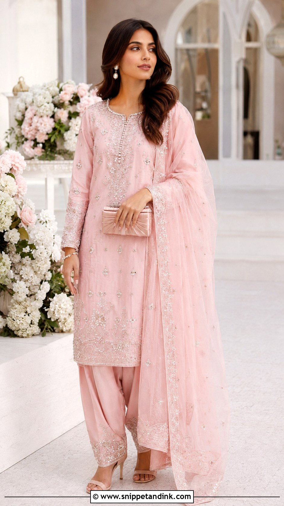 Hania Amir Baby Pink Raw Silk Suit - Snippet and Ink - 20 Hania Amir Wedding Dresses