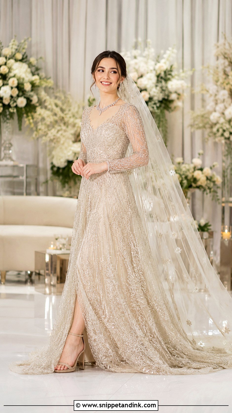 Hania Amir Champagne Bridal Gown - Snippet and Ink - 20 Hania Amir Bridal Dress Ideas