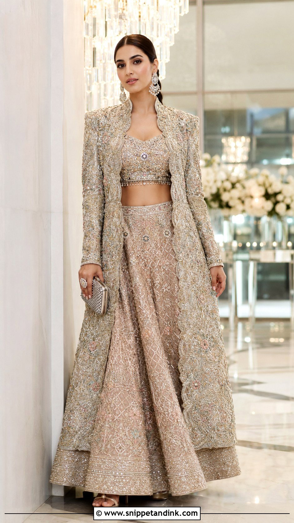 Hania Amir Embellished Lehenga With Long Jacket - Snippet and Ink - 20 Hania Amir Wedding Dresses