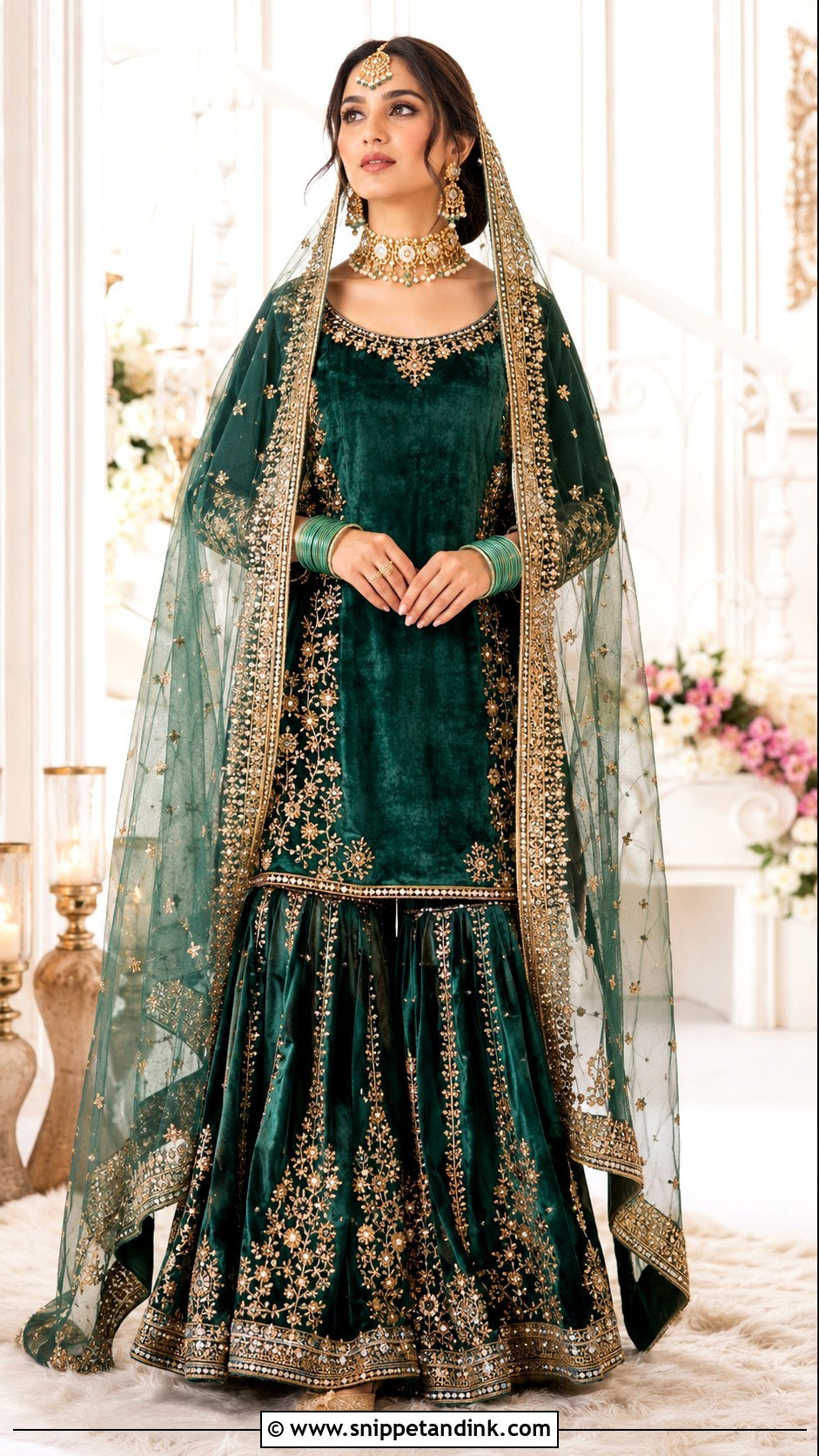 Hania Amir Emerald Green Bridal Gharara - Snippet and Ink - 20 Hania Amir Bridal Dress Ideas