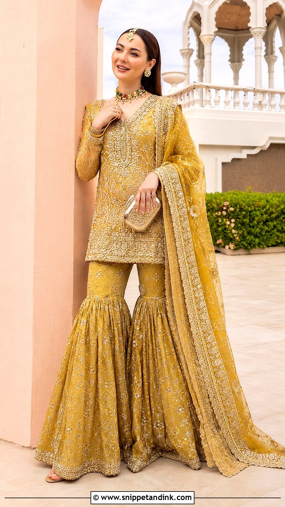 Hania Amir Golden Gharara - Snippet and Ink - 20 Hania Amir Wedding Dresses