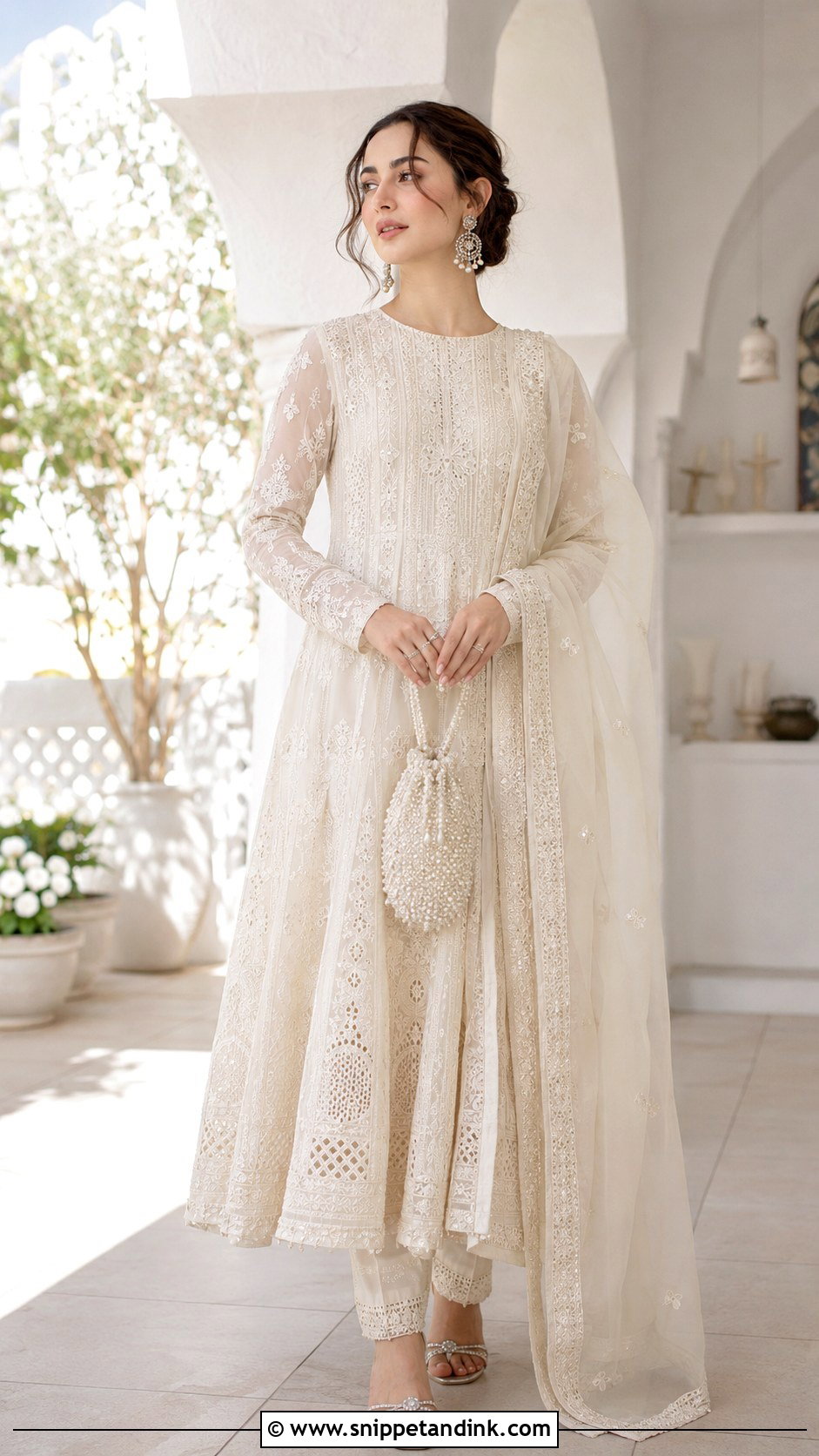 Hania Amir Ivory Chikankari Anarkali - Snippet and Ink - 20 Hania Amir Wedding Dresses