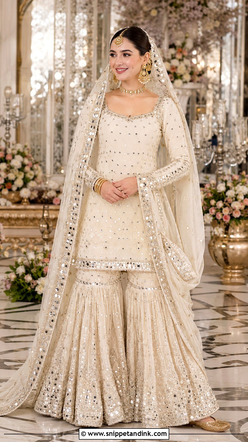 Hania Amir Mirror Work Bridal Sharara - Snippet and Ink - 20 Hania Amir Bridal Dress Ideas