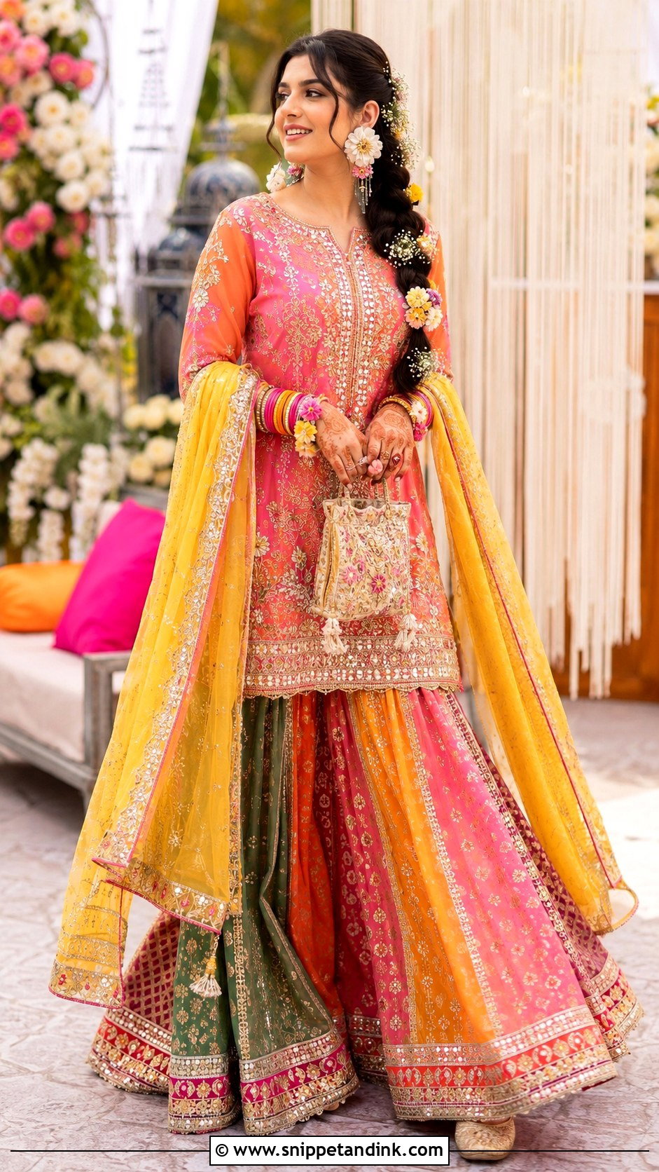 Hania Amir Multicolor Bridal Sharara - Snippet and Ink - 20 Hania Amir Bridal Dress Ideas