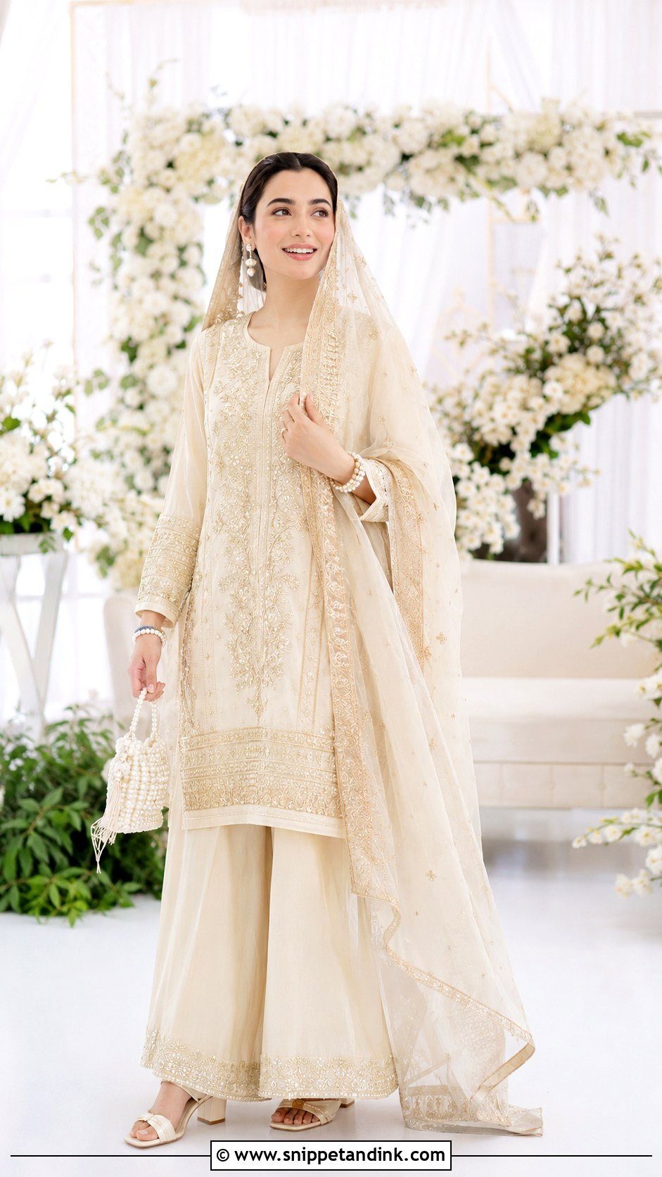 Hania Amir Off White Palazzo Suit - Snippet and Ink - 20 Hania Amir Wedding Dresses