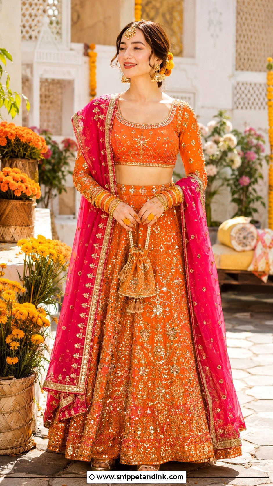 Hania Amir Orange Bridal Lehenga - Snippet and Ink - 20 Hania Amir Bridal Dress Ideas
