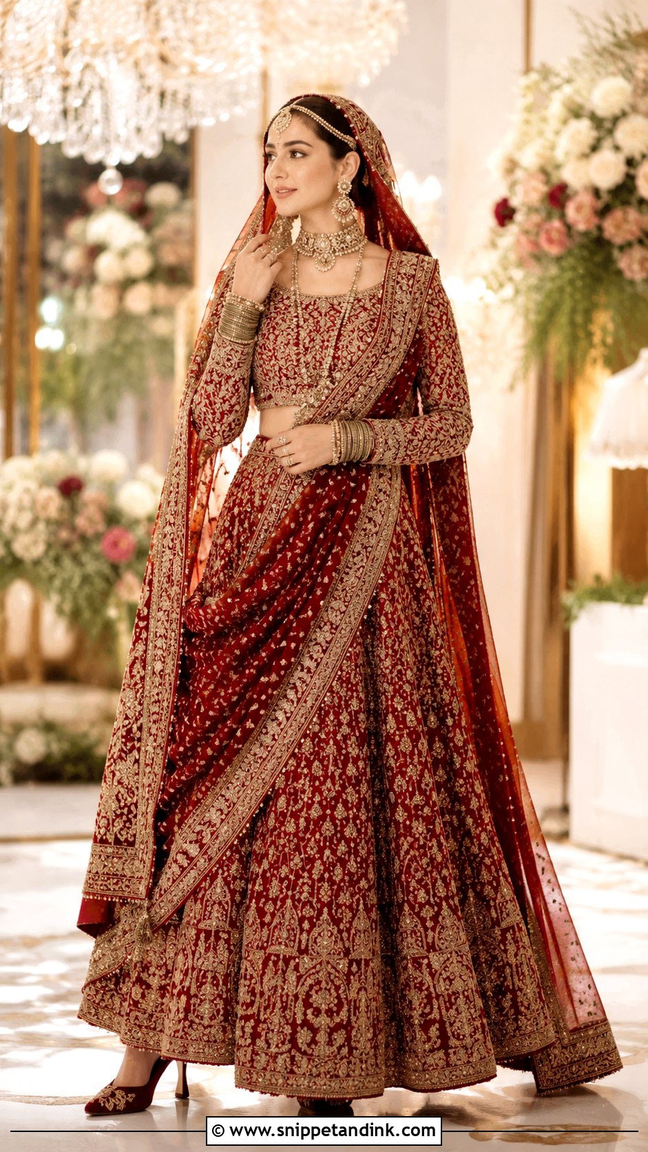 Hania Amir Red And Maroon Bridal Lehenga - Snippet and Ink - 20 Hania Amir Wedding Dresses