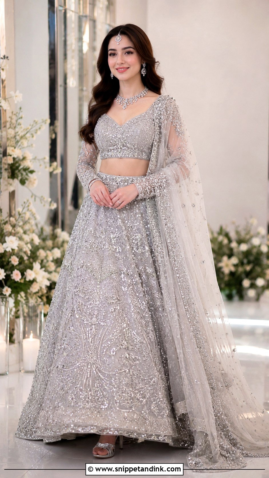Hania Amir Silver Bridal Lehenga - Snippet and Ink - 20 Hania Amir Bridal Dress Ideas
