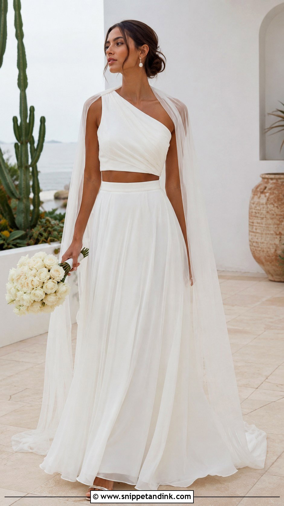 Harmonia Two Piece Wedding Dress - Snippet and Ink - 20 Greek Goddesses Wedding Dress Ideas