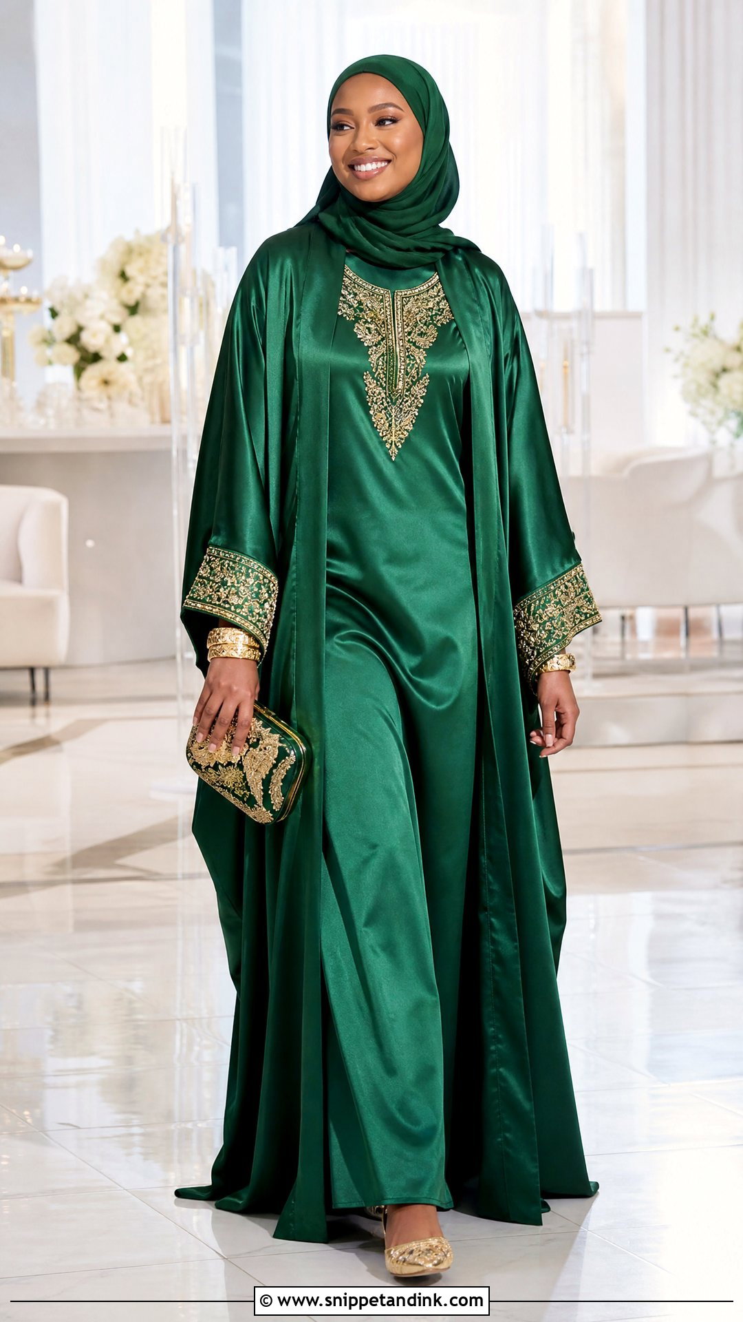 Hausa Bride Emerald Silk Abaya - Snippet and Ink - 20 Nigeria Bride Traditional Dress Ideas