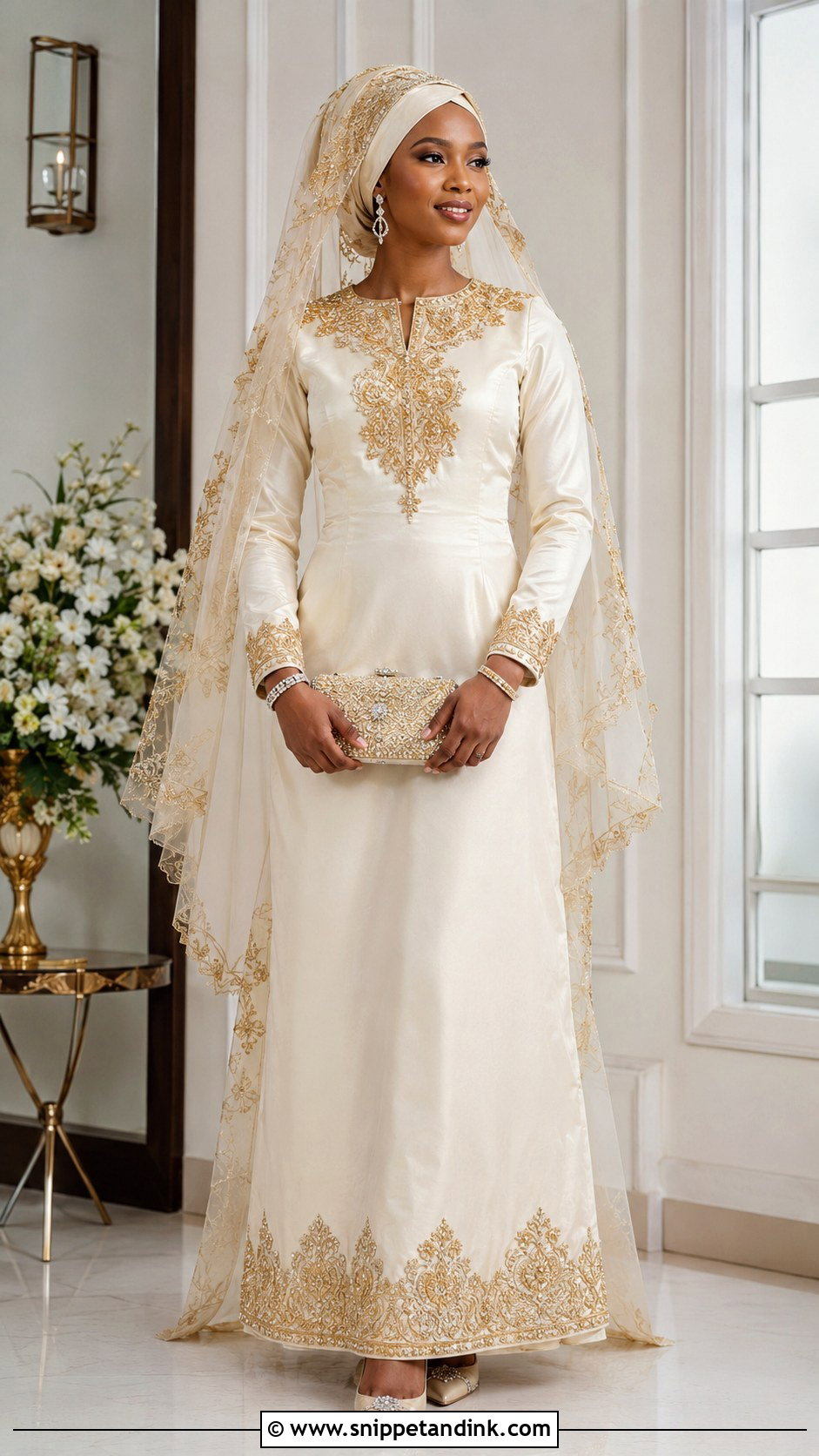 Hausa Fulani Embroidered Silk Bridal Gown - Snippet and Ink - 20 Bridal Traditional Dresses Nigeria