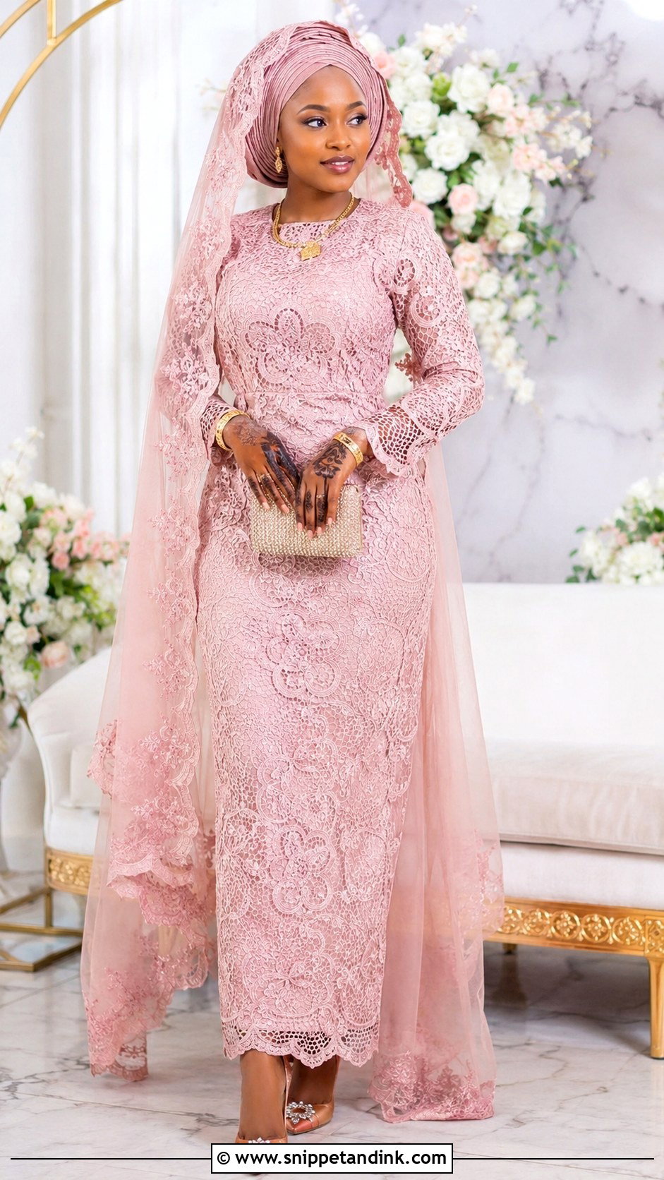 Hausa Fulani Lace Bride Outfit - Snippet and Ink - 25 Nigeria Traditional Wedding Outfit Ideas