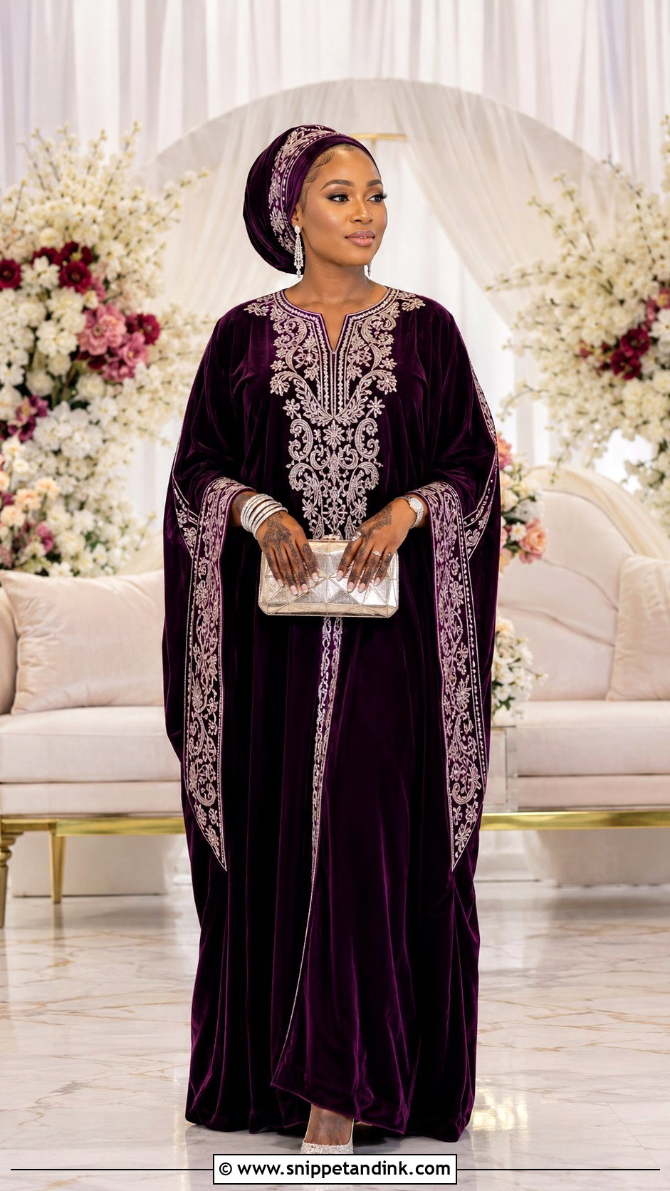 Hausa Fulani Velvet Kaftan Bridal Outfit - Snippet and Ink - 20 Bridal Traditional Dresses Nigeria