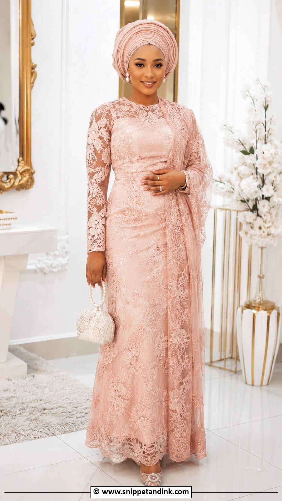 Hausa Modest Wedding Dress With Turban - Snippet and Ink - 30 Nigerian Wedding Dress Ideas