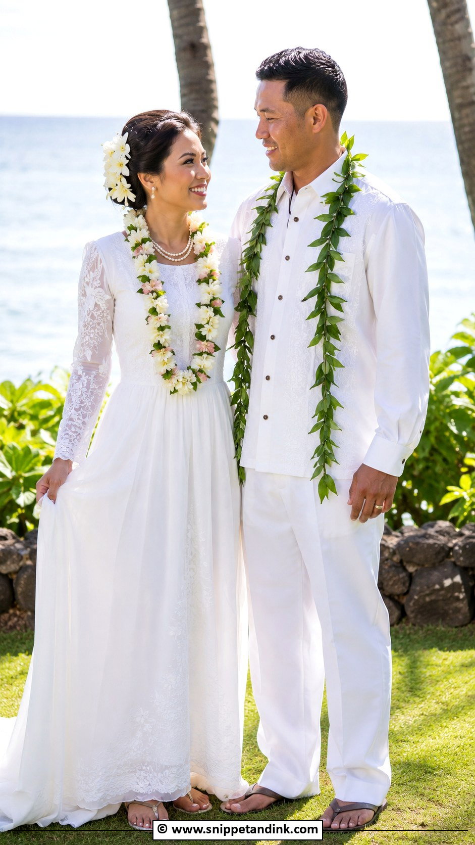 Hawaiian Holoku Wedding Attire - Snippet and Ink - 35 Traditional Wedding Attire Ideas