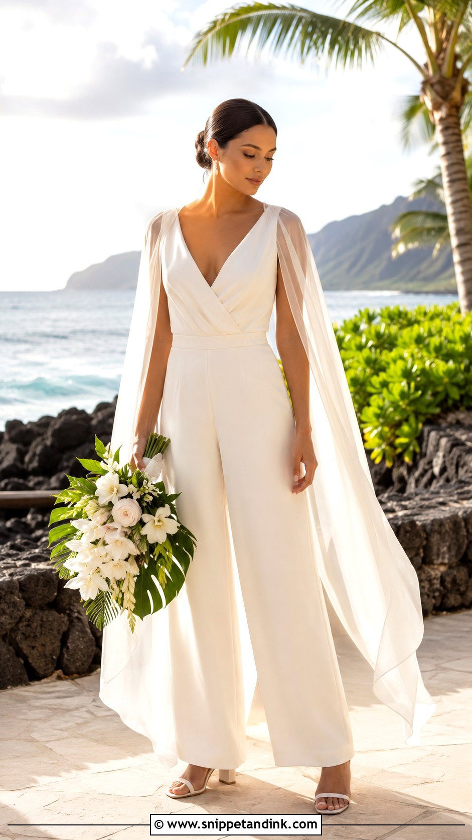 Hawaiian Jumpsuit Wedding Outfit - Snippet and Ink - 25 Hawaiian Wedding Dress Ideas