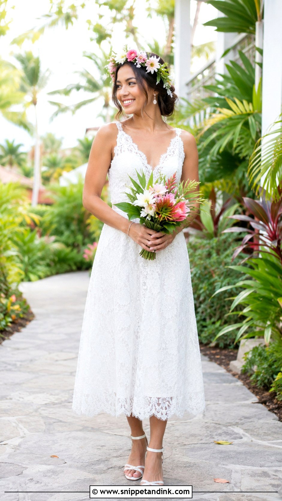 Hawaiian Tea Length Wedding Dress - Snippet and Ink - 25 Hawaiian Wedding Dress Ideas