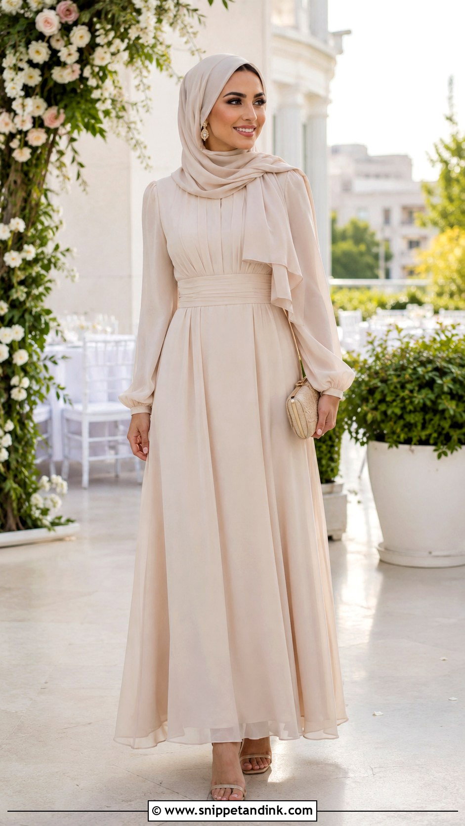 Head Veil With Maxi Dress Outfit - Snippet and Ink - 25 Head Veil Ideas