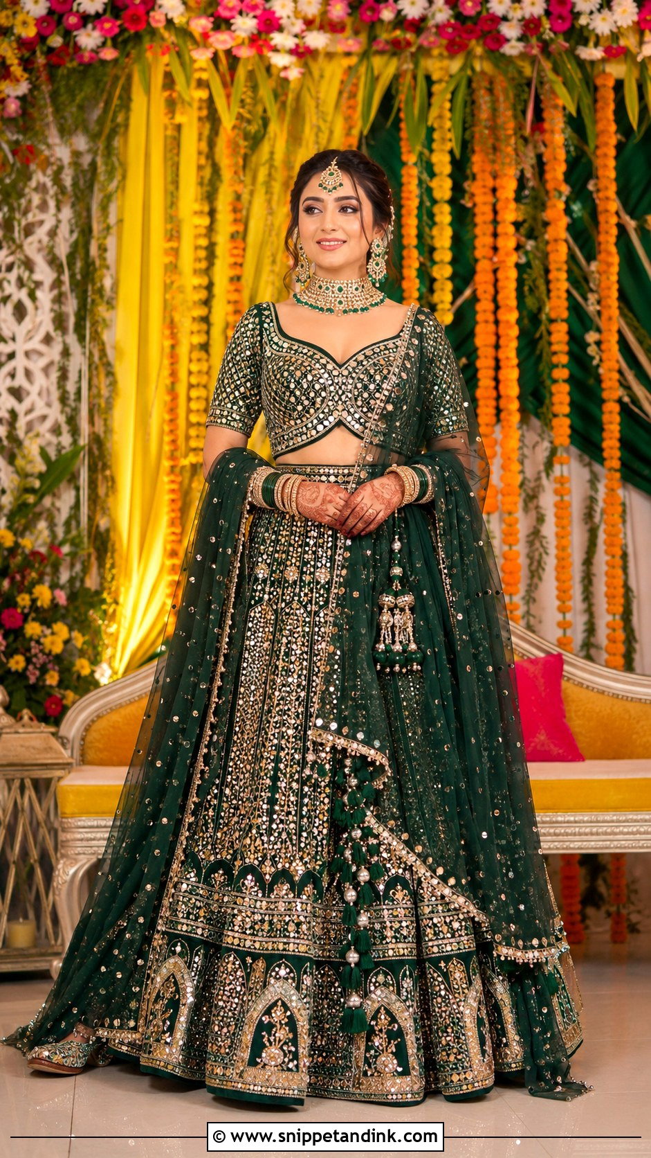 Heavy Bridal Mehndi Lehenga For Bride - Snippet and Ink - 25 Mehndi Dress Ideas for Bride