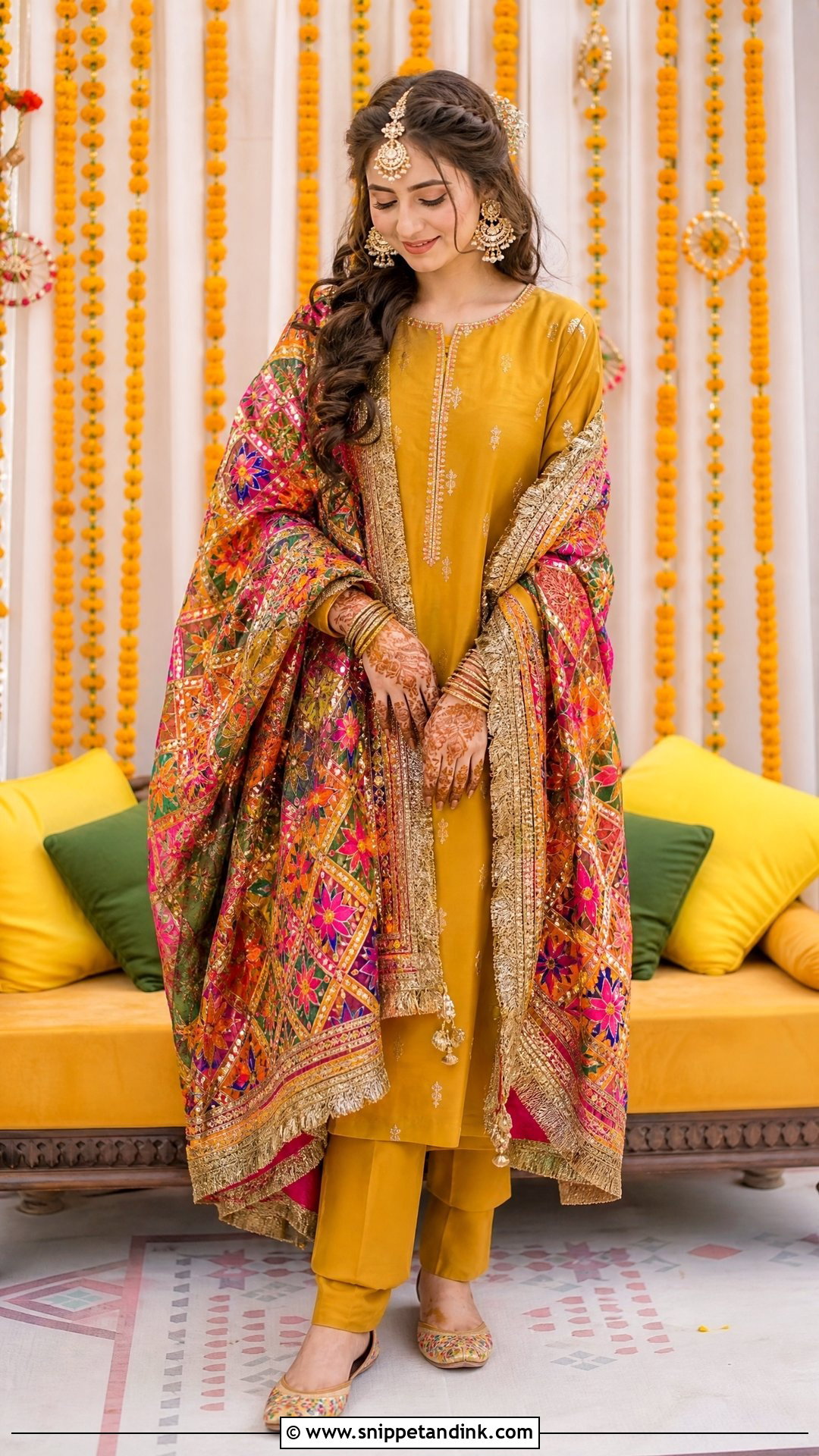 Heavy Dupatta Mehndi Suit Outfit - Snippet and Ink - 25 Mehndi Outfits for Bride