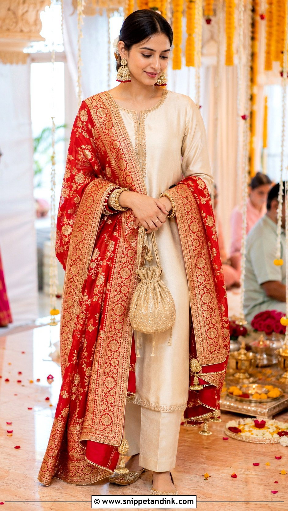 Heavy Dupatta Suit For Wedding Ceremony - Snippet and Ink - 25 Modern Indian Wedding Outfits Sisters