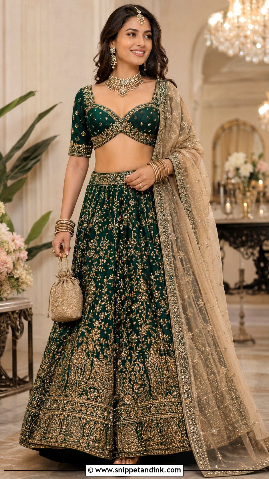 Heavy Emerald Green Lehenga Dress - Snippet and Ink - 20 Heavy Dresses for Wedding