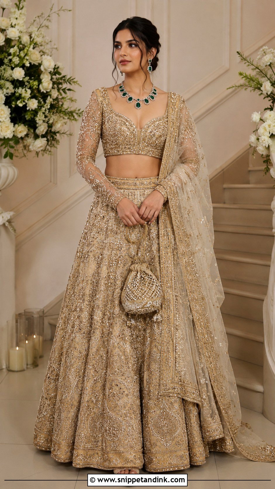 Heavy Gold Zardozi Lehenga Dress - Snippet and Ink - 20 Heavy Dresses for Wedding